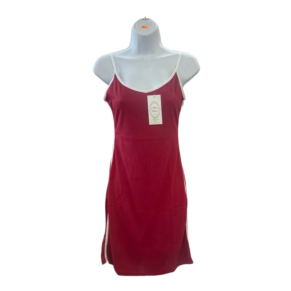 Red Sporty Ribbed Bodycon Dress